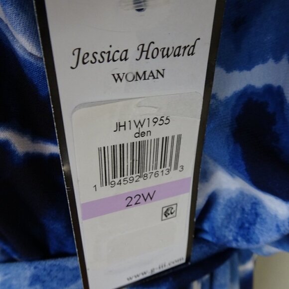 Jessica Howard Tie Dye Dress Women's Plus Size 22W Blue Stretch - Picture 8 of 8